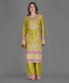 Olive Green Embroidered Kurta Set with Dupatta