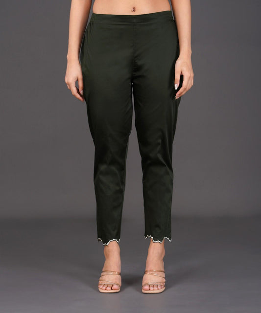 Olive Green Embroidered Kurta Set