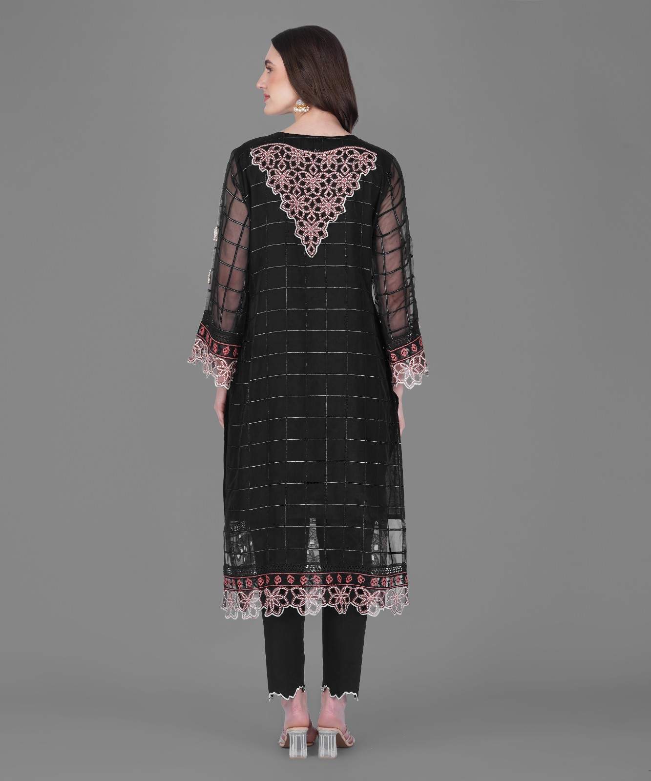 Black Floral Embroidered Kurta Set