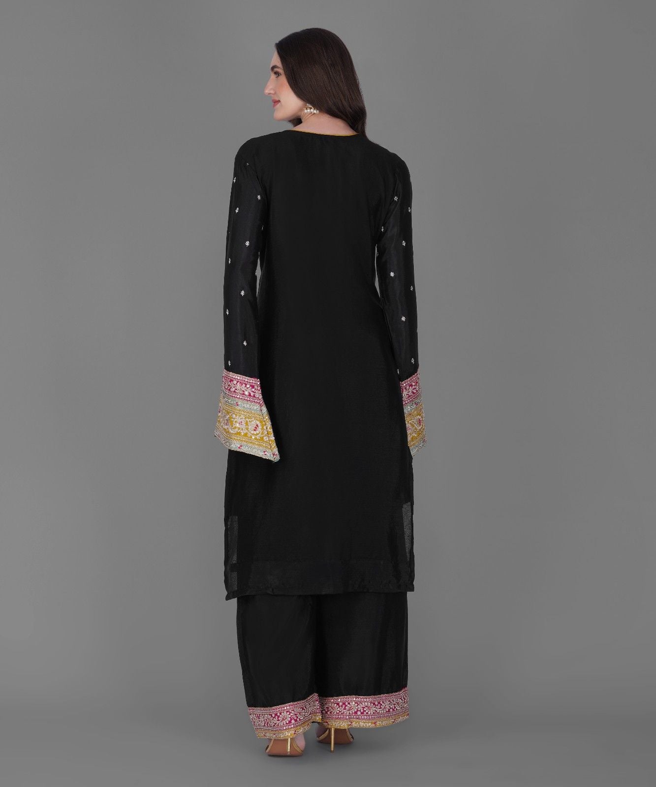 Black Embroidered Kurta Set with Dupatta