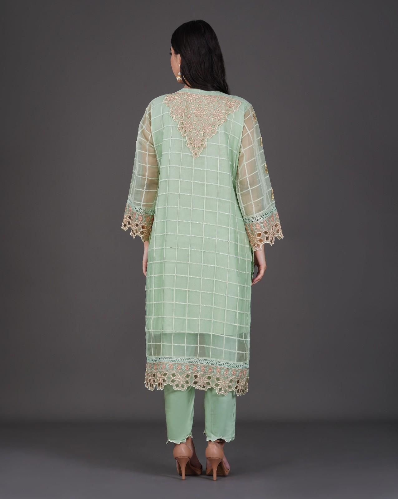 Pastel Green Embroidered Kurta Set