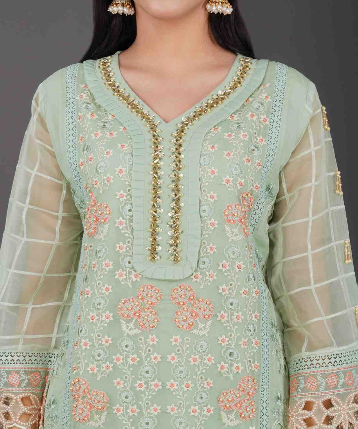 Pastel Green Embroidered Kurta Set