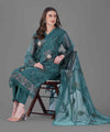 Teal Green Floral Embroidered Kurta Set