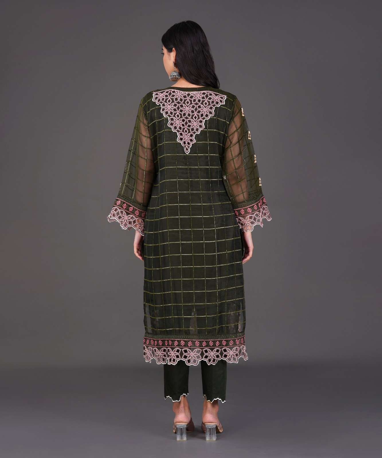 Olive Green Embroidered Kurta Set